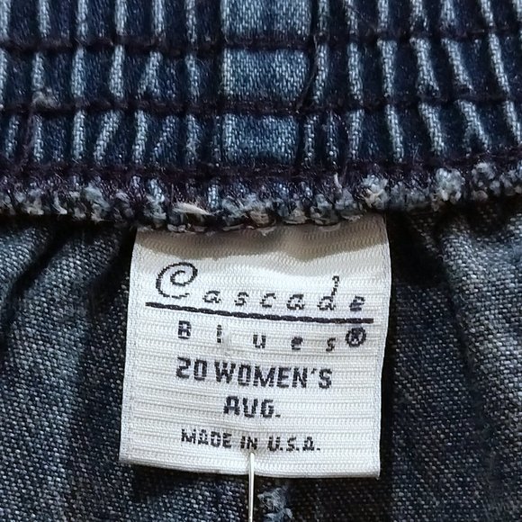 Vintage 90s High Waist Dark Wash Pull On Jeans 20 Relaxed Fit Comfy High Rise - Picture 4 of 4